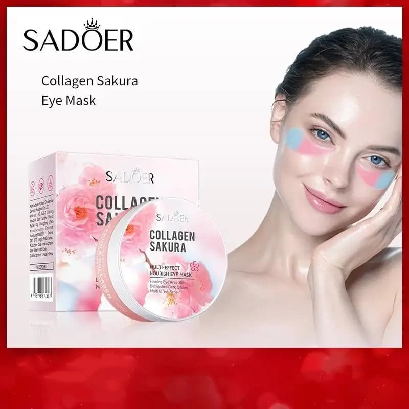 60 Pieces SADOER Mask Eyes to Collagen Sakura Anti Occhiaie and Bags, Hydrating and Rassodante, Eye Skin Care Patch