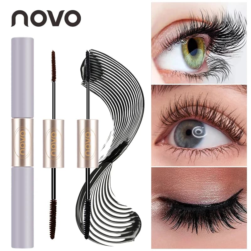 Double extremity mascara, Primer and mascara for eyelashes, Fine and thick heads, Volumizing and elongation, Long life, Water resistant,