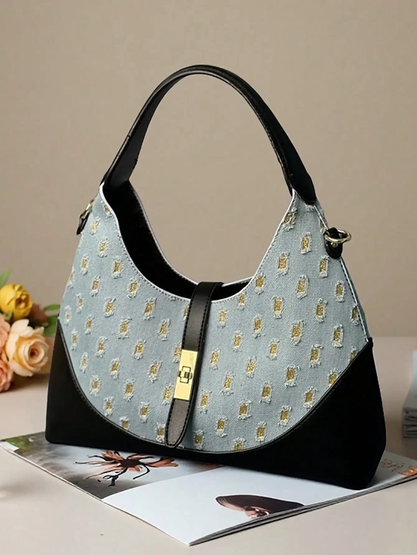 Nuova borsa da pendolarismo versatile con borsa a secchiello in colori a contrasto alla moda da donna