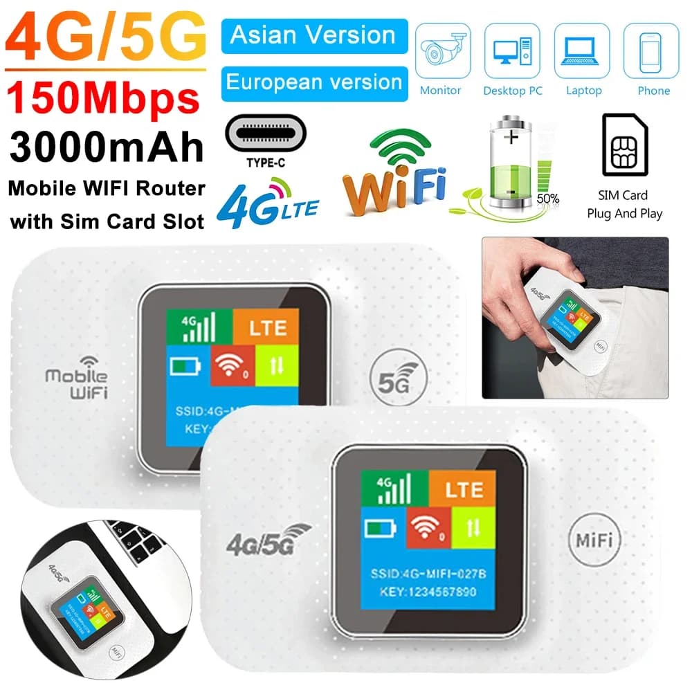 Router WIFI Hotspot Mobile 4G/5G 4G LTE ripetitore Router Internet Wireless Modem tascabile 3000mA con Slot per Sim Card ampia copertura