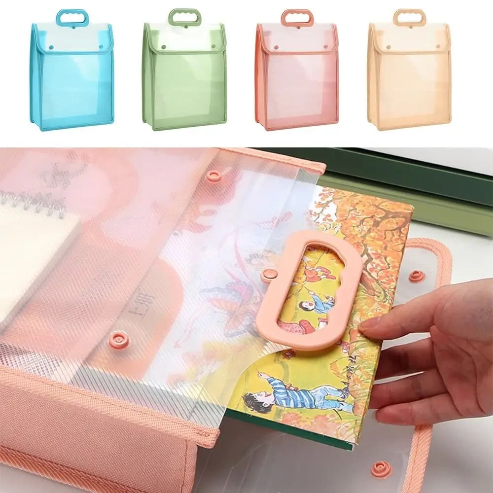 Regali Cartelle di file a mano ribalta Borsa per libri per studenti portatile impermeabile Borsa per file trasparente A4