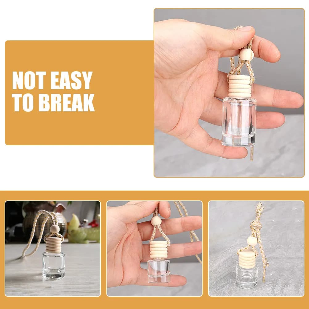 Set of 8 Rechargeable Auto Perfume Bottles, Diffuser Glass Portable Pendant, Auto Deodorant, Car Decoration