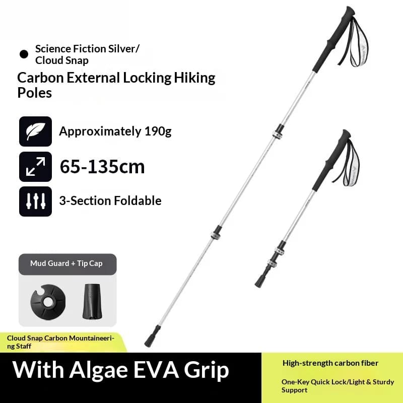 Ultralight Trekking Sticks Foldable Carbon Fiber, Adjustable and Shockproof, Telescopic Sticks for Men and Women's Hiking