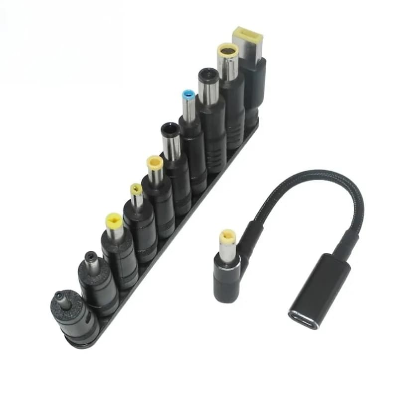 Portable USB C to DC Power Adapter Set 10 Tips Universal Laptop Charger Converter For Lenovo HP Dell Asus Notebook Travel Home