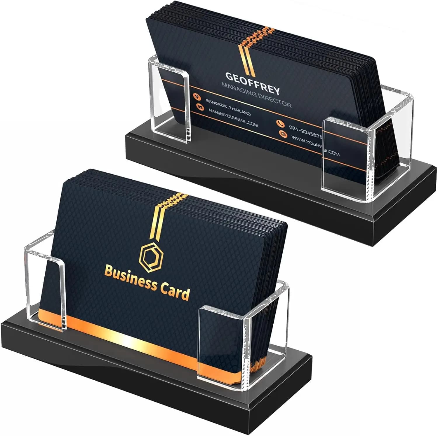 Espositore per Biglietti da Visita in Acrilico Trasparente da Scrivania - Organizzatore per Carte Regalo Set da 2 Pezzi per Ufficio
