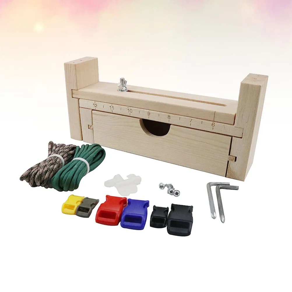 1Set Wooden Weaving Loom Kit for Bracelet Making Adjustable Distance Slider DIY Craft Set for Outdoor Sports Rope Jewelry