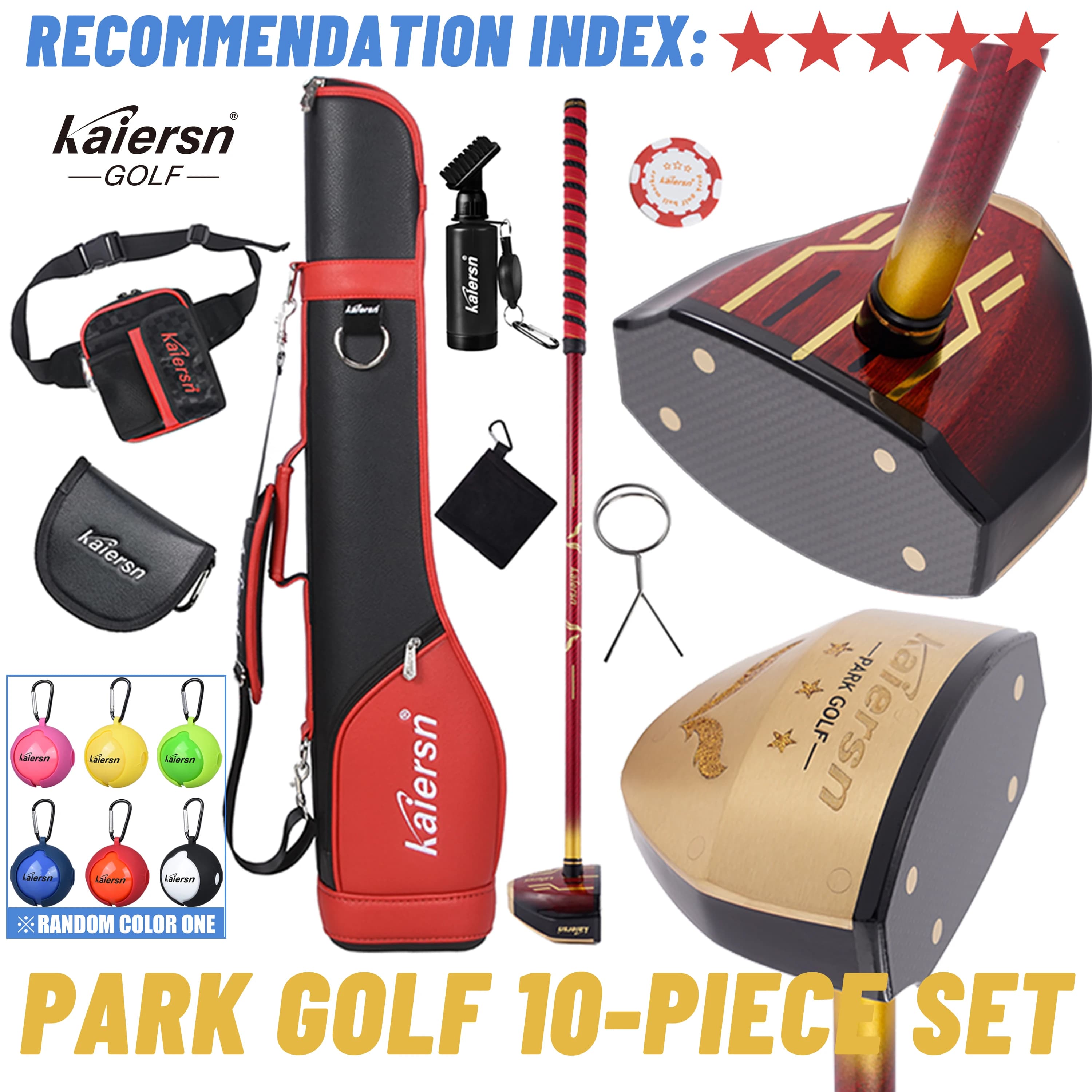 Kaiersn Park Golf Set completo da 10 pezzi – Mazze da golf premium, palline, marsupio, asciugamani e accessori perfetti per uomini e donne