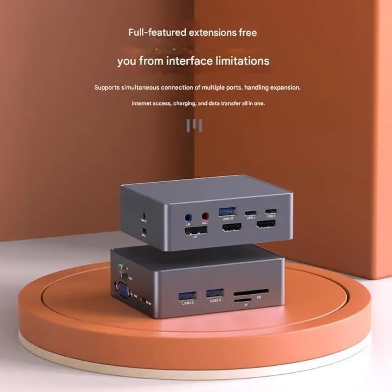 Docking station a porte multiple 31BA 16 in 1 4K HDTV DisplayPort Supporto per doppio monitor Hub USB in metallo