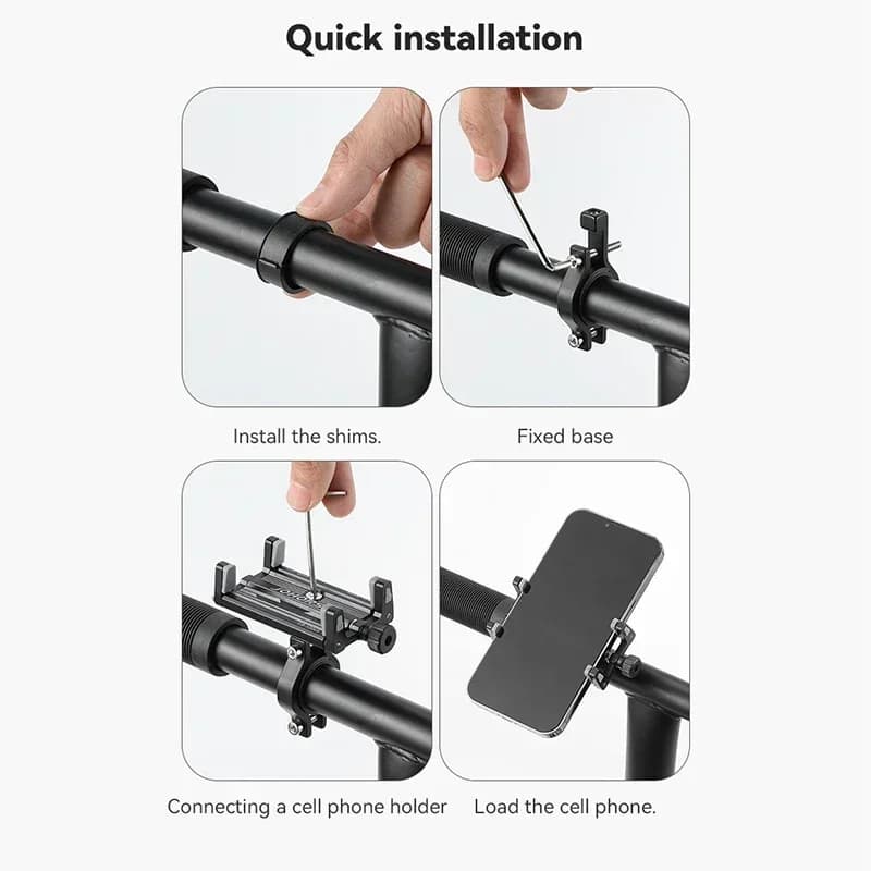 CNC Aluminum Alloy Phone Scalable Bracket Four Claws Holder for Motorcycle Electric Bicycle Smartphone Mount Stand