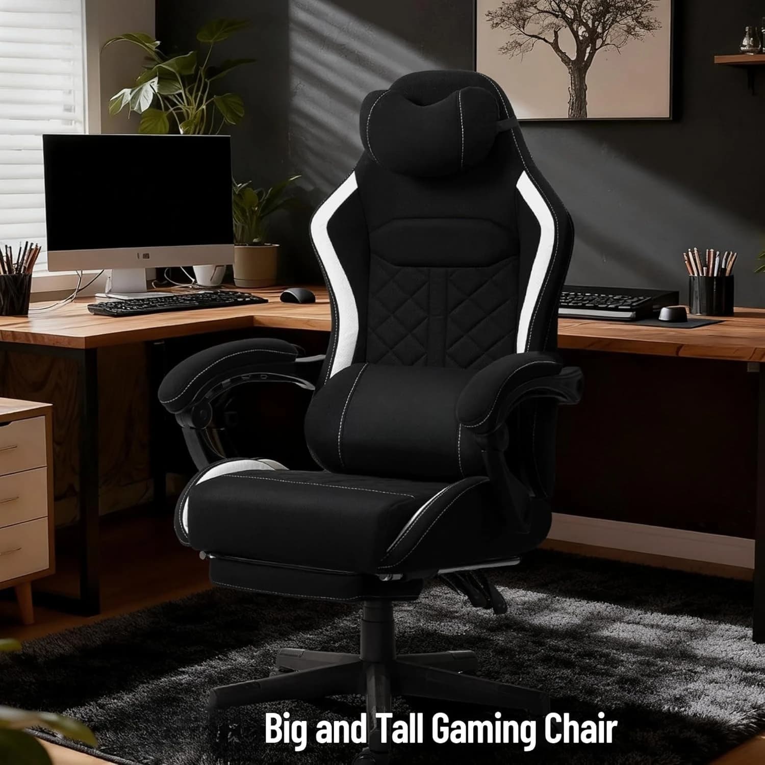 Big and Tall Fabric Gaming Chair, High Back Heavy Duty Design with Pocket Spring Cushion for Adults, Customized