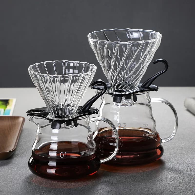 Pour Over Coffee Maker,Heat Resistant Borosilicate Glass Dripper,Filter Holder, Manual Coffee Brewer for Home and Office Use