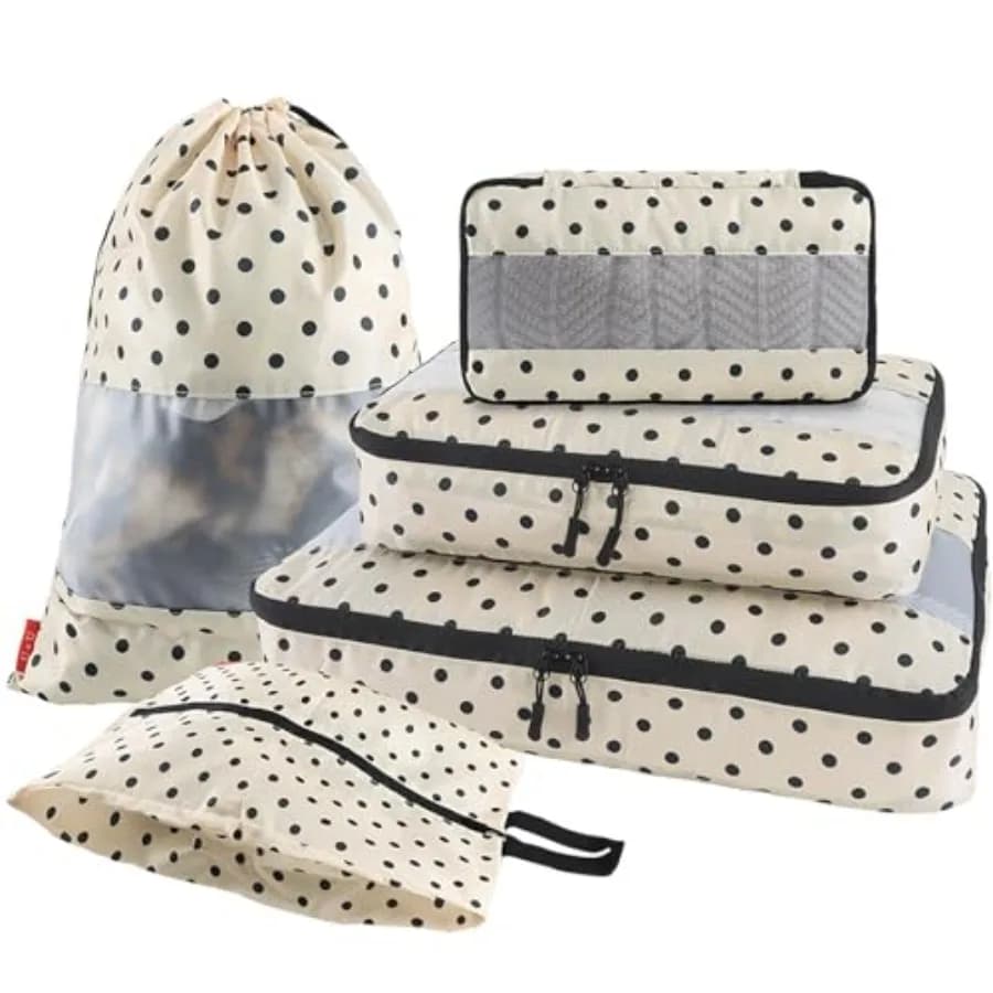 Set of 5 Cube Organizers for Valigie, Ultralights, with Bag for Bucato and Bag for Shoes, for Travel and Holidays