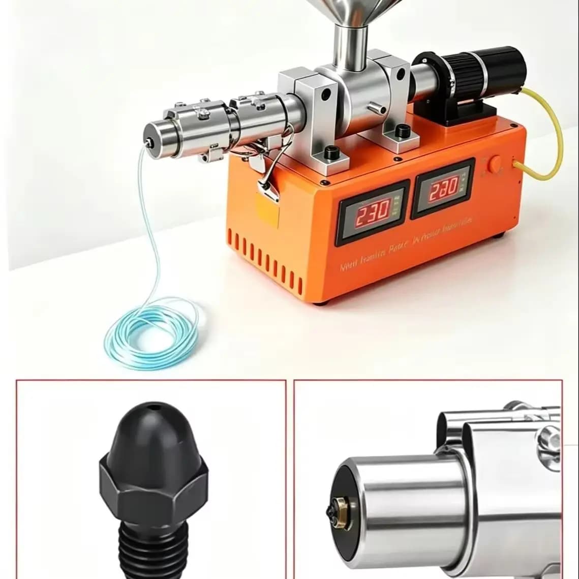 Lab Plastic Extruder, 400-600g/h 1.75&2.3mm Dual Temp Control for ABS PETG PLA Pellet Recycling 3D Printing Filament Maker