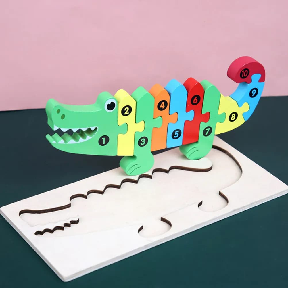Set di Puzzle in Legno per l'Educazione Precoce, Blocchi con Numeri e Forme, Gioco Cognitivo Prescolare, Giocattolo Educativo per lo Sviluppo