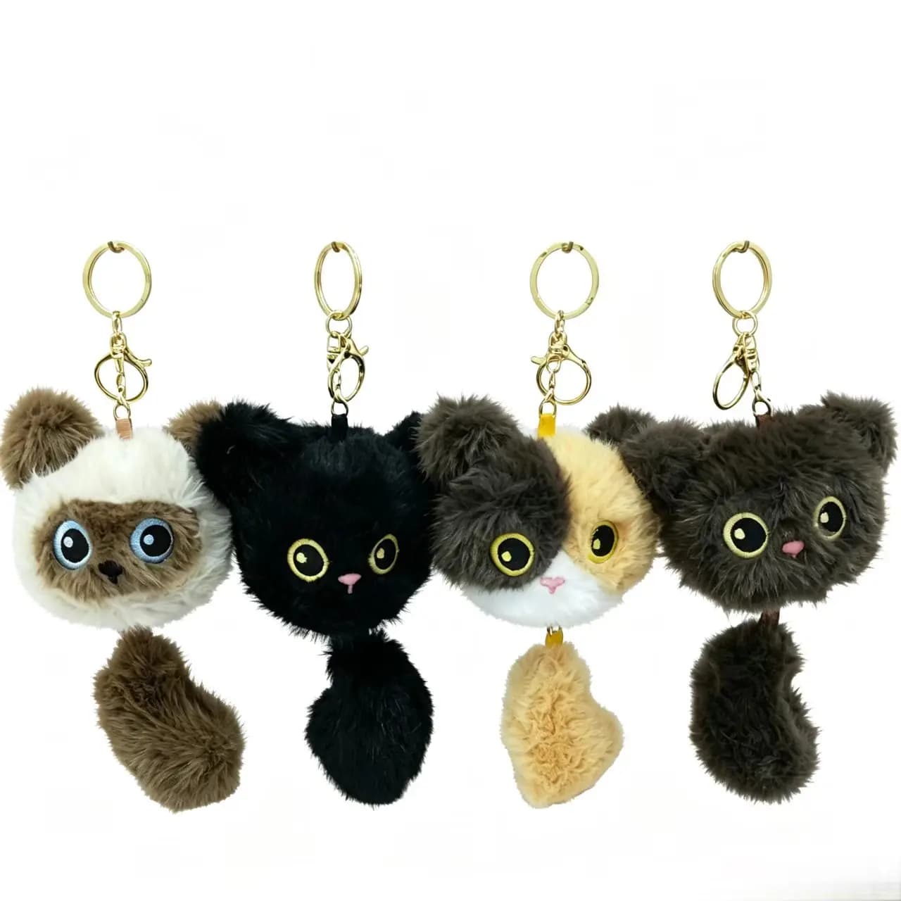 Portachiavi Retrattile a Forma di Gatto in Peluche, Ciondolo Gattino Carino da 4 Pollici, Animale Imbottito in Cotone PP, Charm per Borsa, Portachiavi Kawaii, Regalo per Ragazze