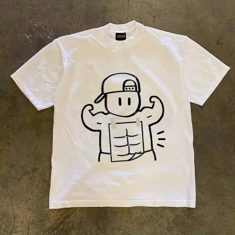 Pure Cotton Double Thread Loose Fit Short Sleeve T-Shirt for Men And Women Breathable Comfortable American Retro Style T-Shirt