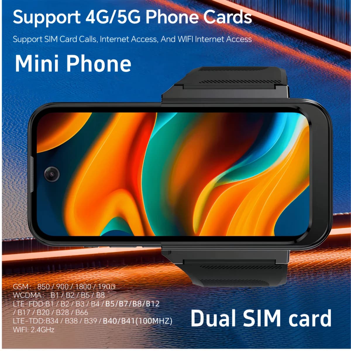 GOLDENSPIKE Q333 Smartwatch 3.97'''' Amoled 5G LTE with Double Camera 800W GPS WIFI Play Store Mini Smartwatch Phone 256GB Rom