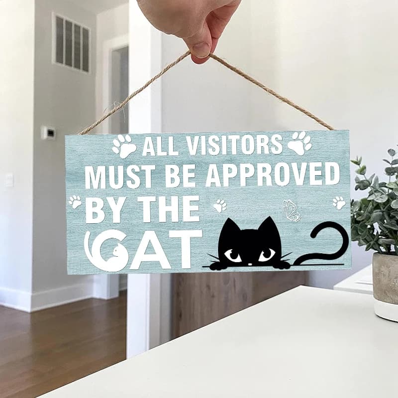 Rustico deve essere approvato dal gatto decorazione da appendere alla parete targhe d'arte in legno segno porta segno per la decorazione della lettiera per gatti di casa