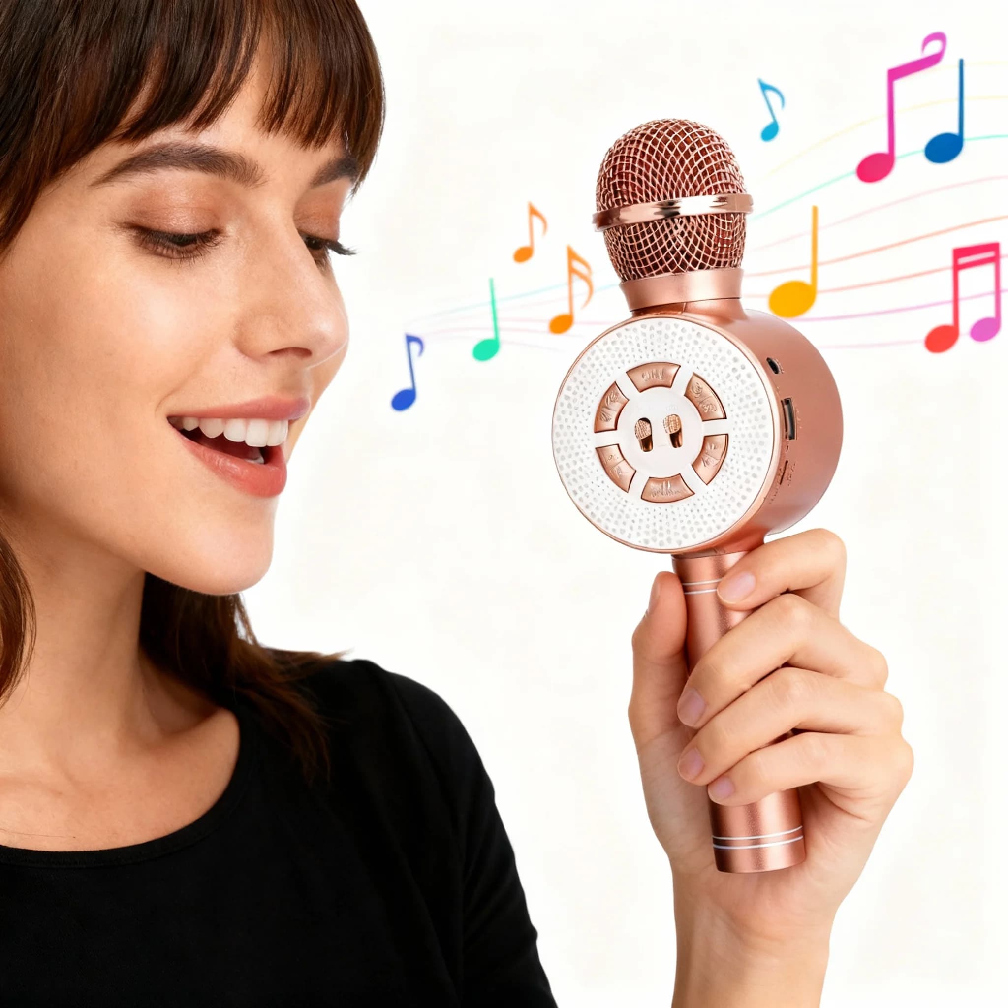 Microfono karaoke Bluetooth 2 in 1, altoparlante, effetto eco, registrazione, radio FM, macchina per karaoke, regalo per adulti per feste