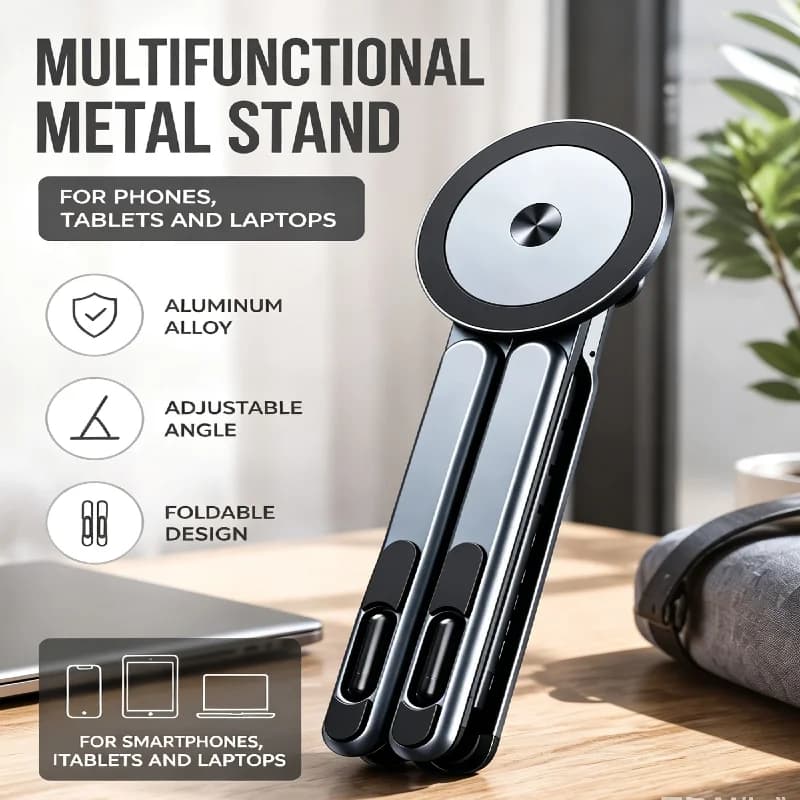 Magnetic Phone Laptop Table Stand Foldable Portable Computer Support Holder for Phone Pad Tablet Laptop Desktop Stand for Travel