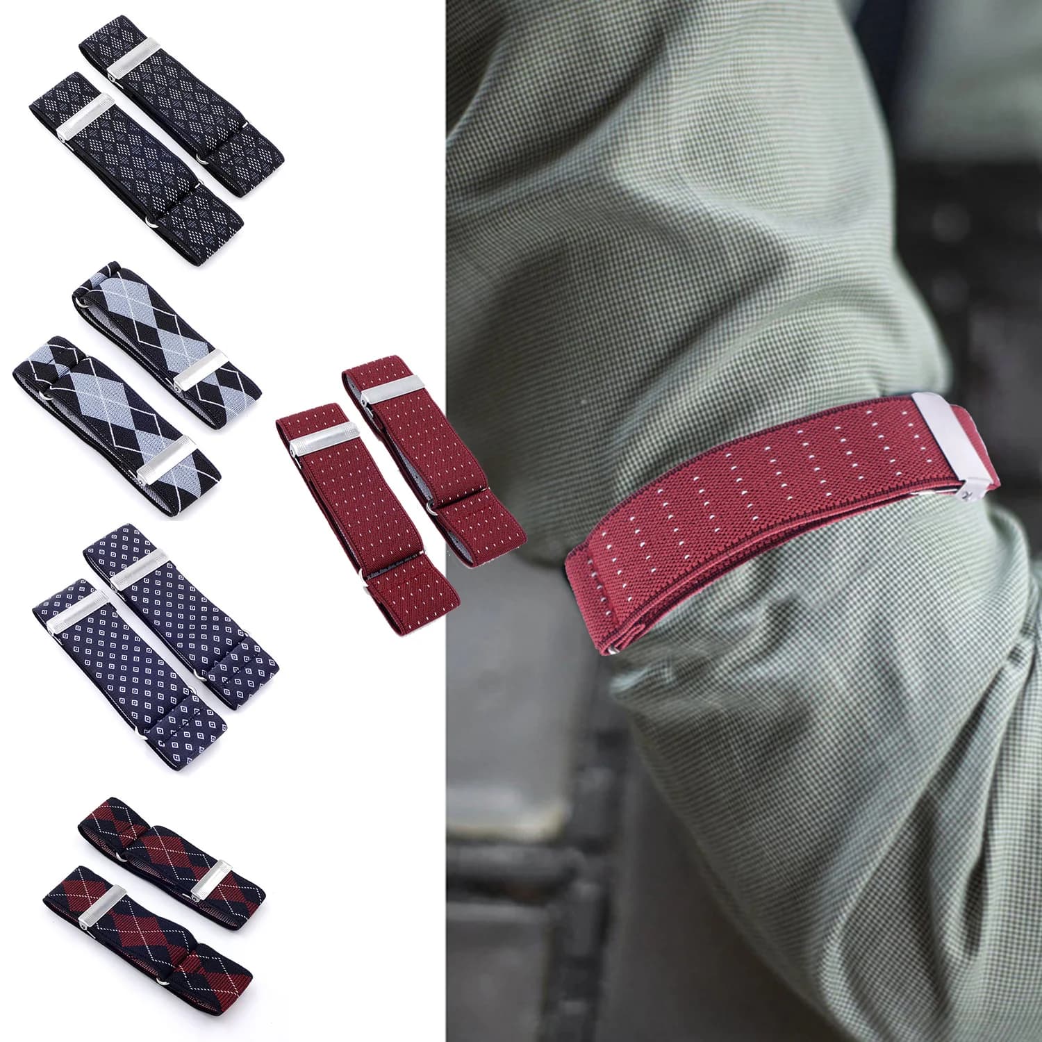 Men's Elastic Adjustable Shirt Sleeve Bra Band Strap Arm Sleeve Bracelet Non-slip Cuff Sleeve Armband