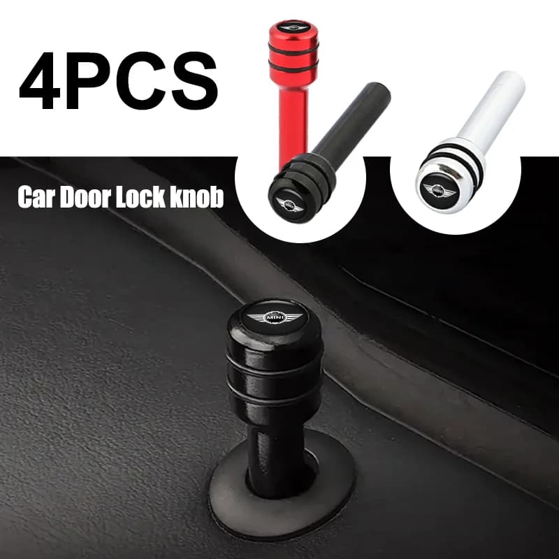 4pcs Car Aluminum Alloy Door Pin Lock Knob Lift Covers Lifting For BMW Mini Cooper R50 R53 R55 R56 R60 R61 F54 F55 Accessories