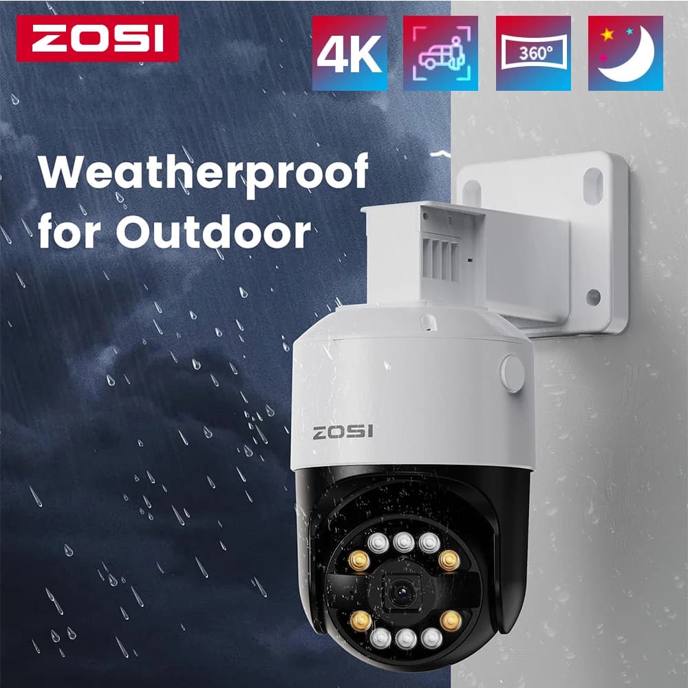 C296 IP security camera PoE 4K 8MP/5MP External AI detection 360 ° Pan/Tilt automatic tracking surveillance camera works with ZOSI PoE NVR