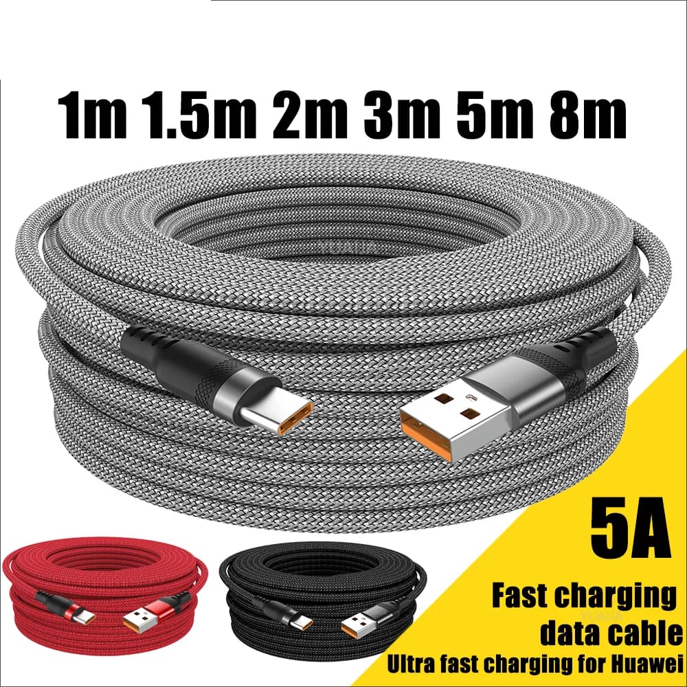 USB cable TIPO C Super fast charging cable 5A for iPhone 15 16 17 Full range Huawei Samsung opposite oneplus Universal USB C extension
