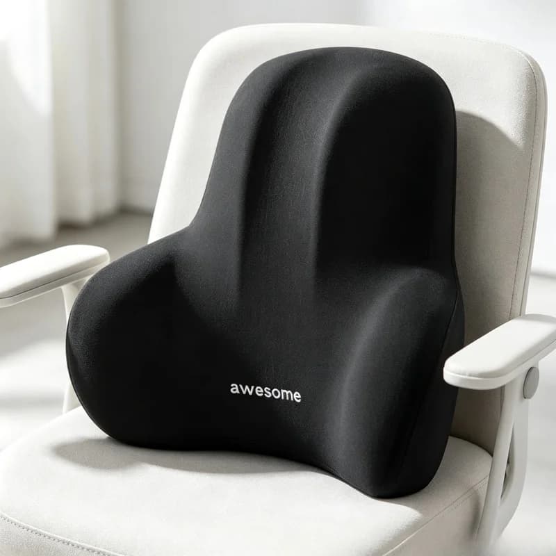 Memory Foam Ergonomic Lumbar Support Cushion, Waist Pain Relief Pillow for Office Gaming Chair, Car & Postpartum