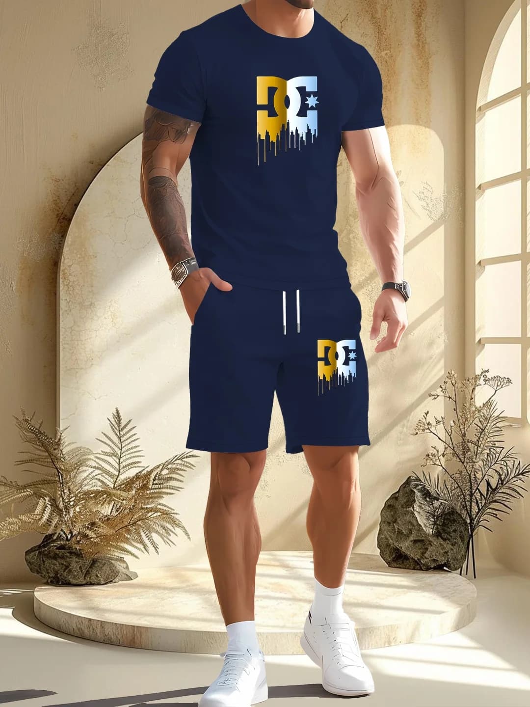Estate 2025 Comodo nuovo set sportivo casual da uomo traspirante, T-shirt a maniche corte da uomo da jogging alla moda all'aperto e pantaloncini