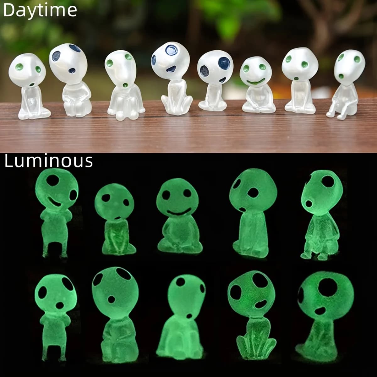 10 elfi sull'albero che si illuminano al buio | Figure fantasma in resina luminosa per giardino, acquario, casa delle bambole, decorazioni per esterni di Halloween
