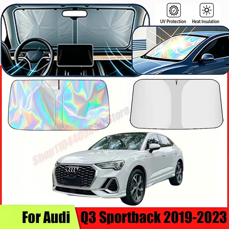 Auto Front Windshield Sunshade Heat Insulation Summer Cooling Accessories For Audi Q3 Sportback 2019-2023 2020 MK2 Car Sun Visor