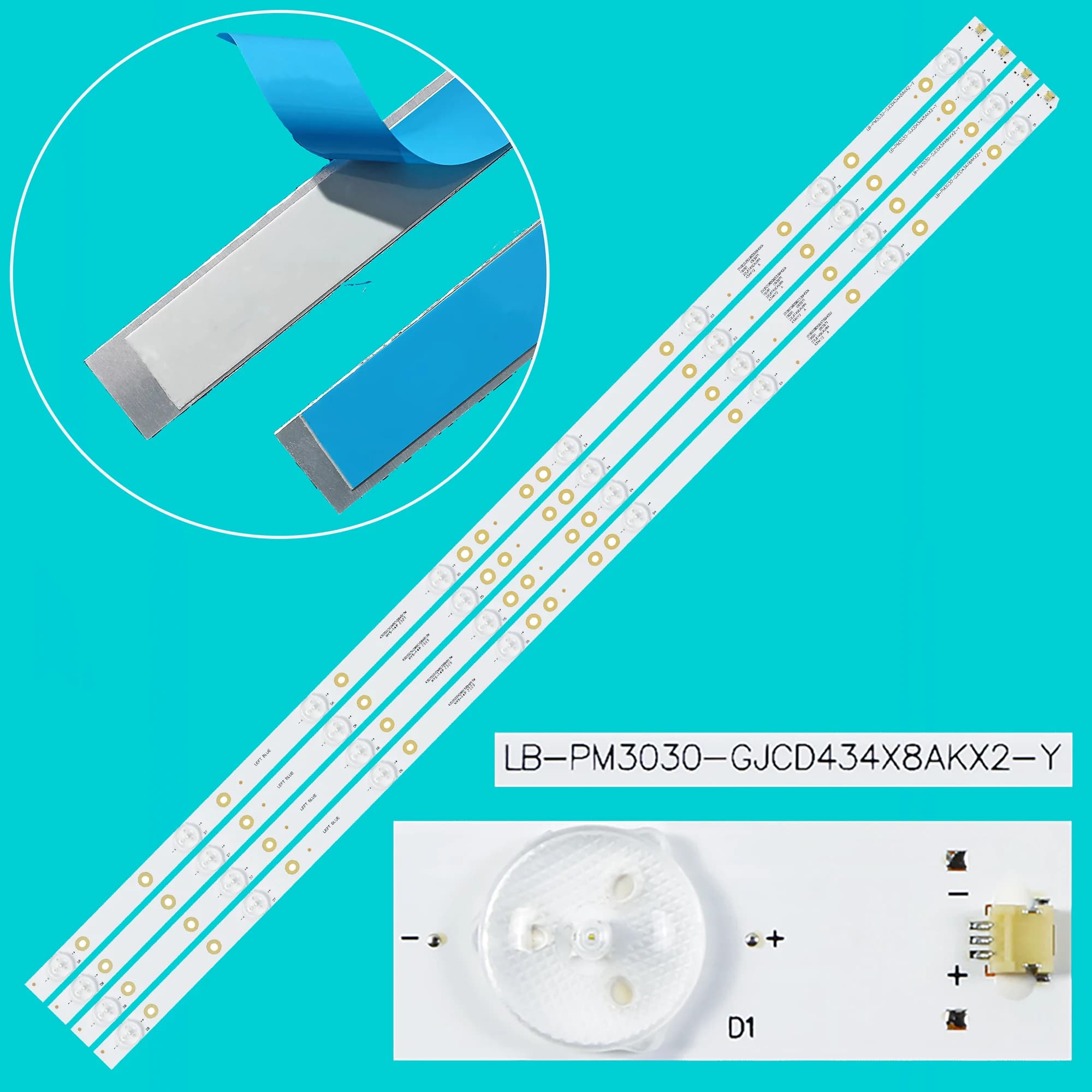 Striscia di retroilluminazione a LED per 43APU2 43AKY2 LB-PM3030-GJCD434X8AKX2-S DS-D5043FE 43PUF672/T3 43PFS5302/12 210BZ08D0B333BH02X