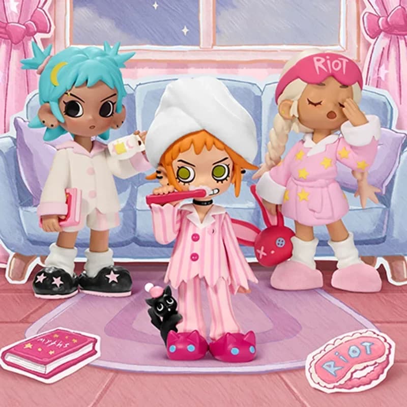 POP MART Lil Peach Riot SLEEPOVER Series Blind Box Toys Surprise Mystery Box Kawaii Anime Action Figure Dolls Girls Gift