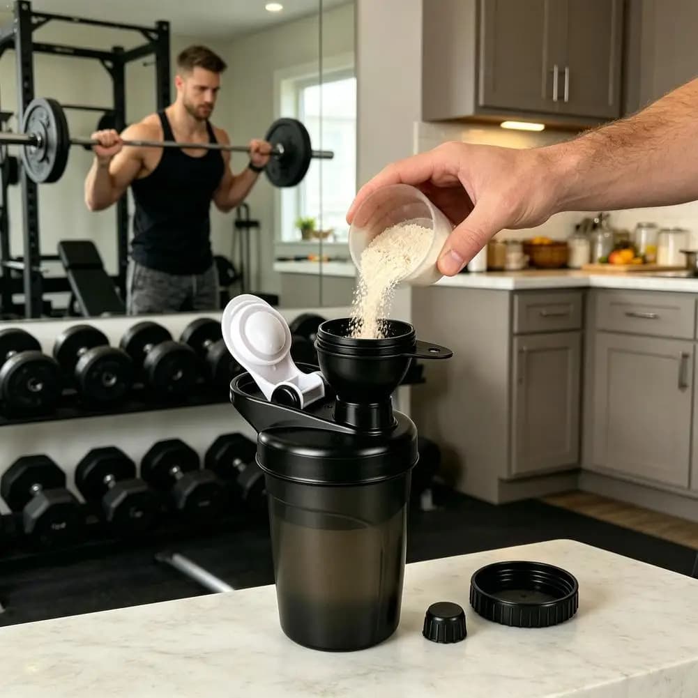 Mini Supplement Funnel Container For Gym Goers Mess Free Protein Powder Dispenser Travel Friendly Storage For Shaker Bottles