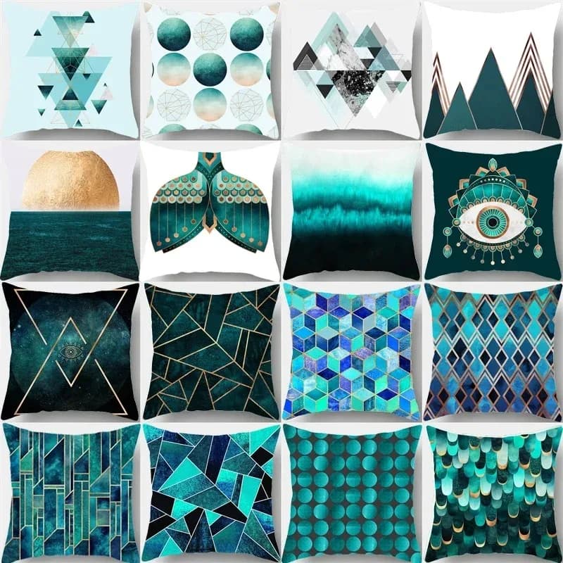 Federa geometrica astratta Fiori Foglie Teal Divano Auto Camera da letto Decorazioni per la casa Federa per cuscino
