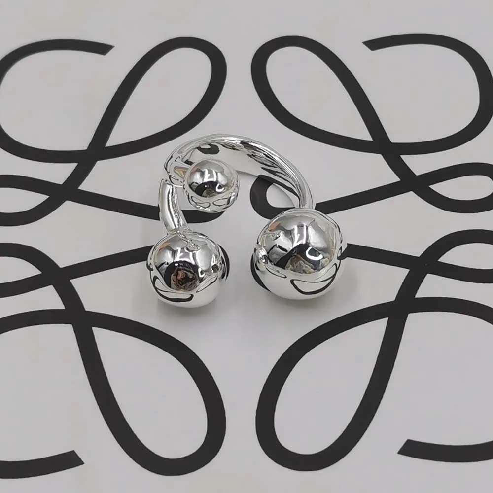 2025 fashion summer niche casual style silver round bead open ring couple accessories holiday gift