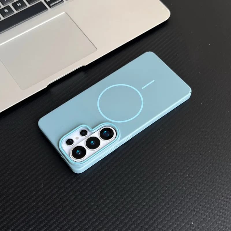 Magnetic Matte PC Hard Phone Case For Samsung S26 S25 S24 S23 Ultra Plus FE Solid Color Wireless Charge Anti Fingerprint Cover