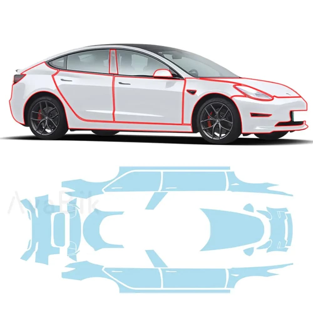 Pellicola protettiva per carrozzeria in TPU per Tesla Model 3 2020-2023 Corpo PPF Pre Cut Hood Kit Accessori Adesivo antigraffio trasparente