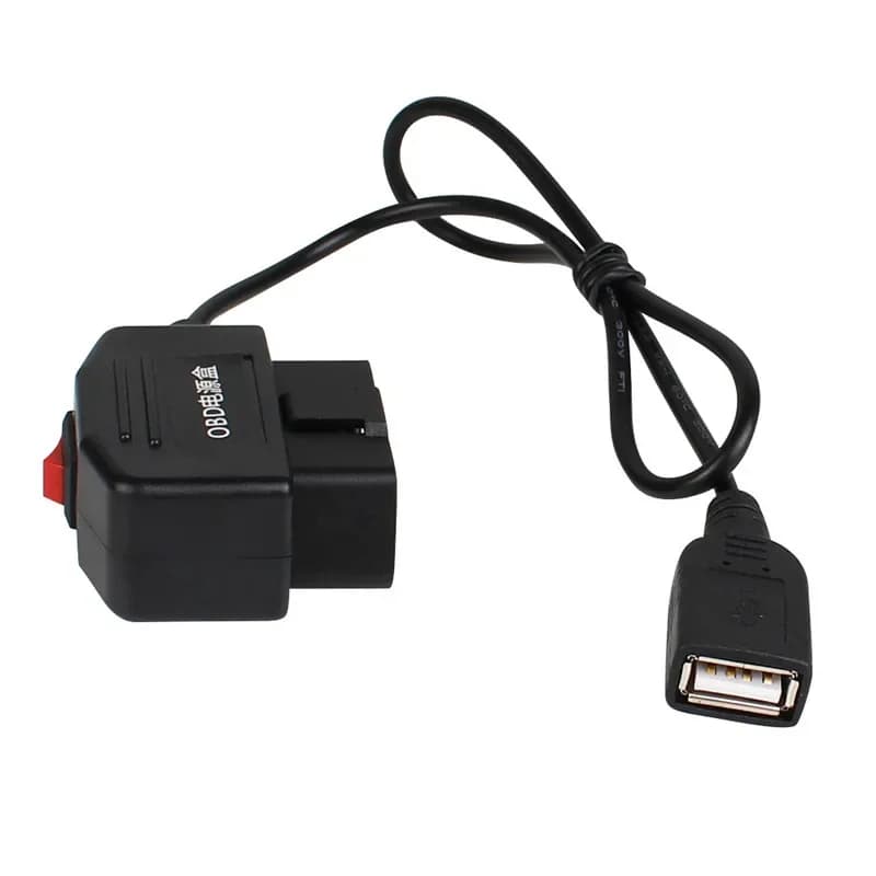 2 Pezzi Kit Cablaggio OBD con Interruttore per Monitoraggio Parcheggio 24 Ore, Cavo di Ricarica USB 5V 3A per Dash Cam, Videocamera, DVR Veicolare
