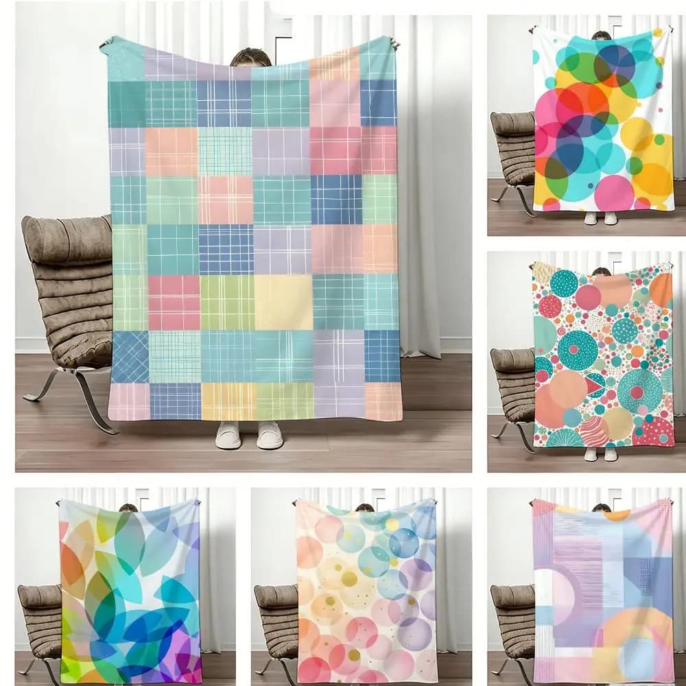 Multicolo Kaleidoscope Multi Throw Lightweight Flannel Blanket Soft Skin-friendly for Summer Cooling