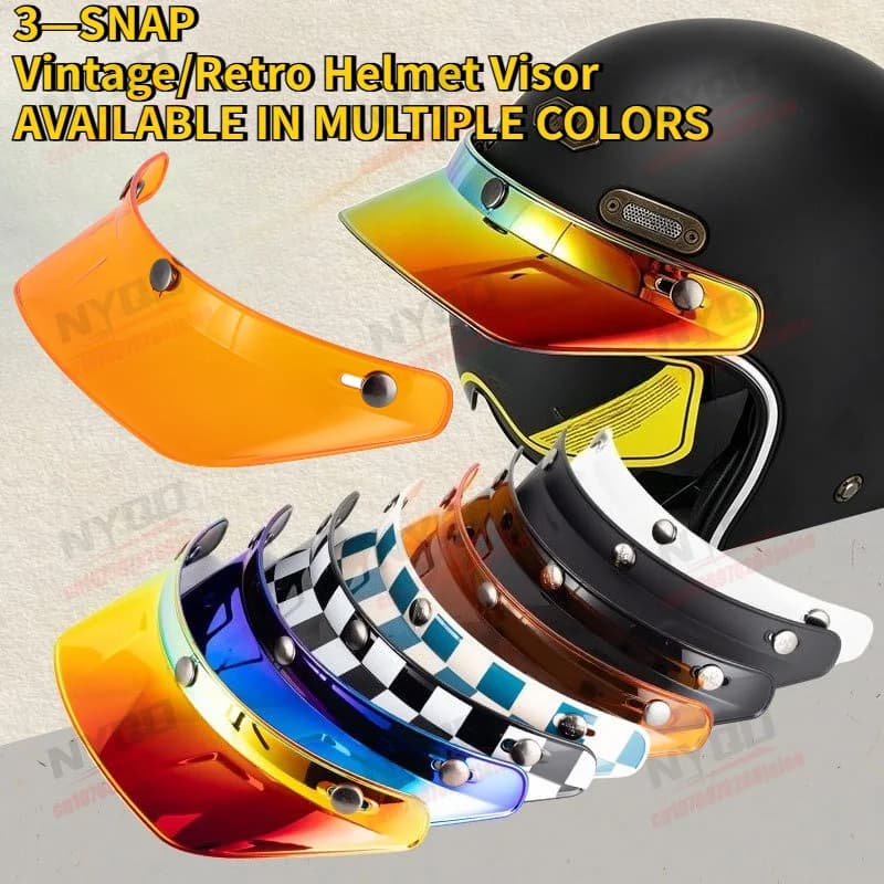 3-Button Helmet Face Mask Sunshade Universal Retro Windproof Flip Motorcycle Accessories Exposed Motorcycle Helmet