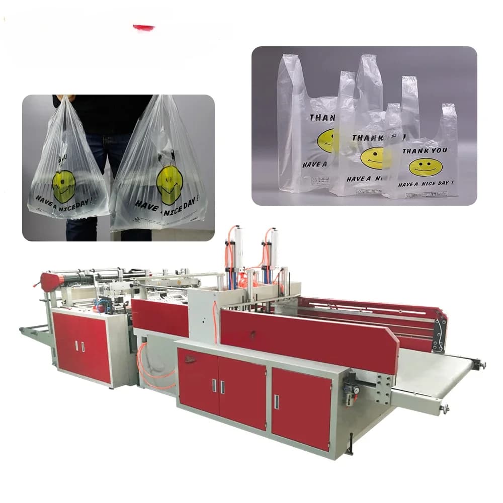 Automatic Punching HDPE Plastic Bottom Sealing Packaging T-Shirt Shopping Bag Making Machine Price
