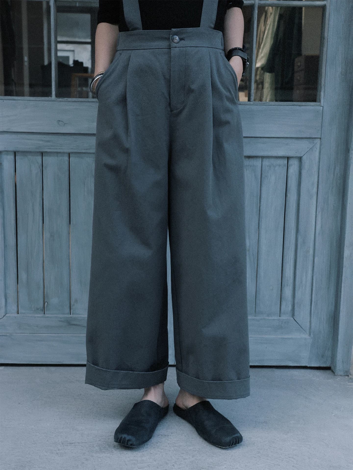 TT Canvas Pure Cotton Casual Overalls Spring High Waist Wide Leg Straight Cut Pants Comfortable Breathable Women's C...