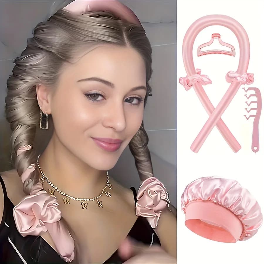 Set of 6 Pieces of Instruments for Curling Heatless Hair, Iron Stressless Hair, Bigodini in Sponge for Great Waves Without Heat