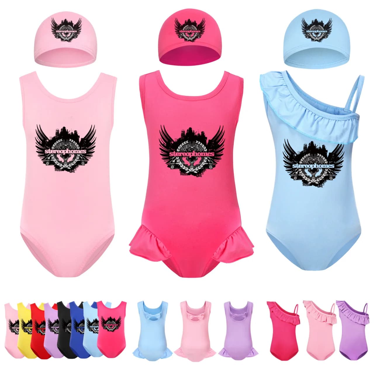 Children's Swimwear Stereophonics BeachWear with Cap Set of 2 Piece Swimwear Sleeveless Swimwear Catnap4793