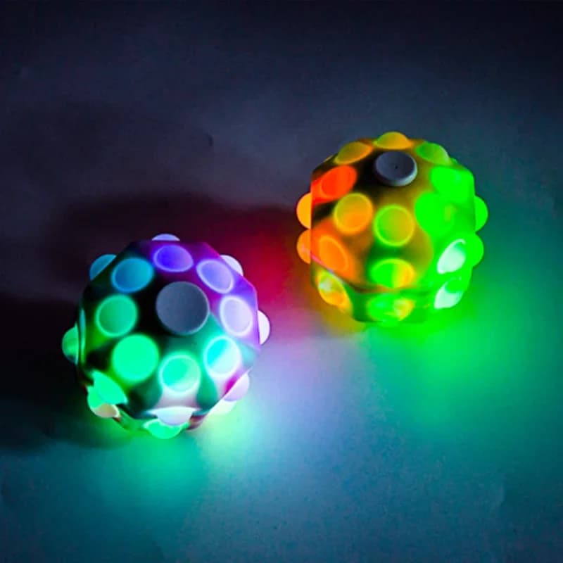 Fidget Spinner Pop Ball Palla di decompressione 3D colorata Luce a LED Giocattolo creativo in silicone luminoso per bambini Rilassamento anti-ansia