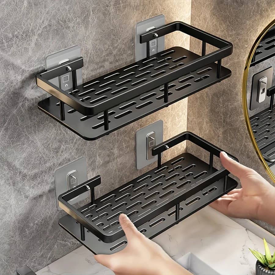 Wall-mounted bathroom organizer rack without punching, shampoo rack, make-up, for kitchen accessories and bathroom