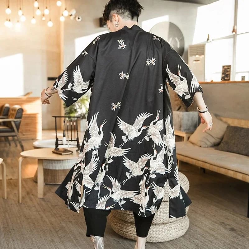 Yukata Haori Men Japanese Kimono Cardigan Men Samurai Costume Clothing Kimono Jacket Mens Kimono Shirt Yukata Haori