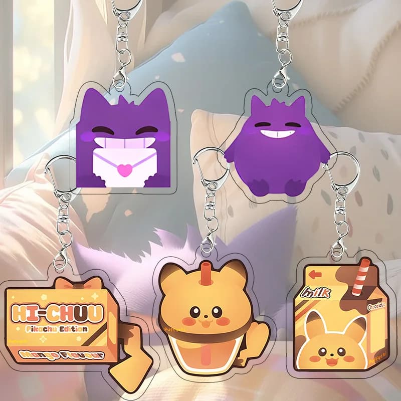 Gengar Milk Tea Box Bag Pendant Kawaii Student Game Cartoon Pendant Anime Merch Backpack Keyring Decor Cosplay Props Gift